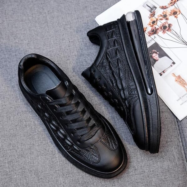 ⁦Trendy Leather Men's Shoes Fashion Casual Sneakers⁩ - الصورة ⁦2⁩